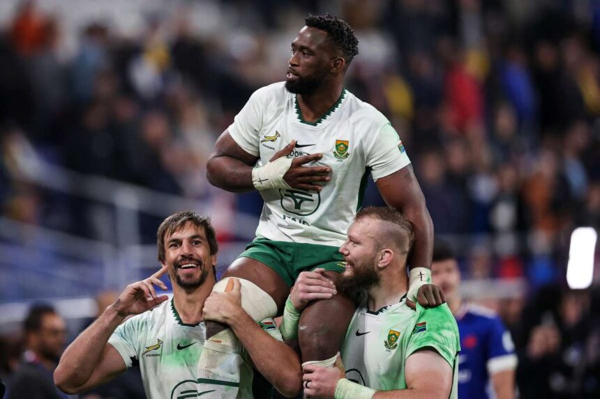 Rassie Erasmus dicseri a Springbokok eltokeltseget es onzetlenseget a Franciaorszag felett aratott nagy gyozelemben