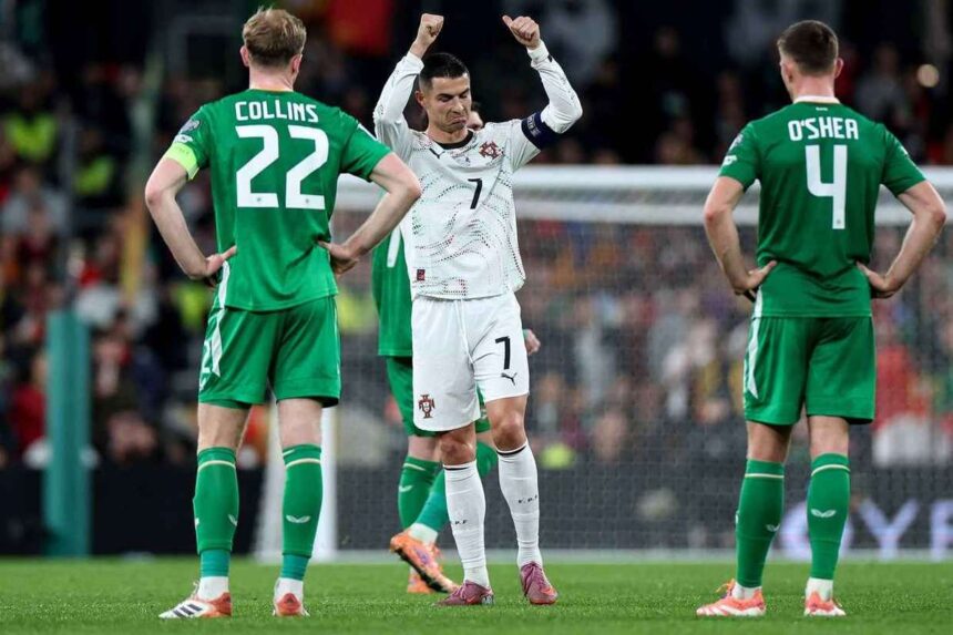 Ronaldo piros lapot kap Irorszag sokkolja Portugaliat a vb selejtezo csoportot megnyitva