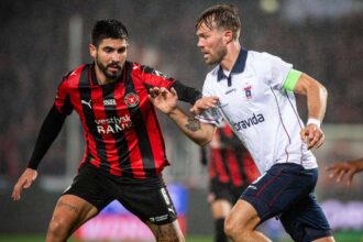 FC Midtjylland szoros gyozelmet aratott a bajnoki listavezeto AGF ellen a kupa elodontojenek elso merkozesen